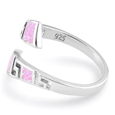 925 avec l'opale de feu unique de laboratoire de rose de modèle de Sterling Silver Greek épousant Ring For Women