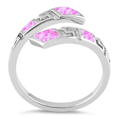 925 avec l'opale de feu unique de laboratoire de rose de modèle de Sterling Silver Greek épousant Ring For Women