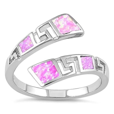 925 avec l'opale de feu unique de laboratoire de rose de modèle de Sterling Silver Greek épousant Ring For Women