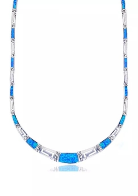 925 avec le modèle unique de Sterling Silver Greek conçoit le collier rond de méandre opale de Bule
