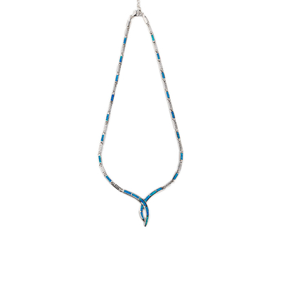 925 avec le modèle unique de Sterling Silver Greek conçoit le collier rond de méandre opale de Bule