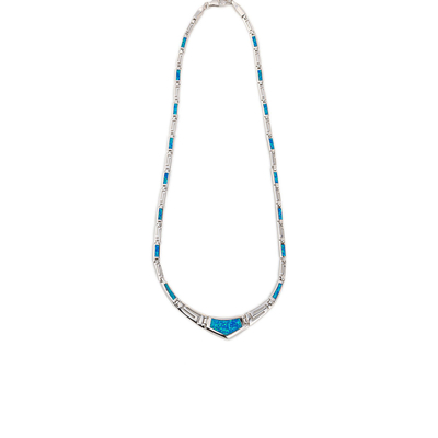 925 avec le modèle unique de Sterling Silver Greek conçoit le collier rond de méandre opale de Bule