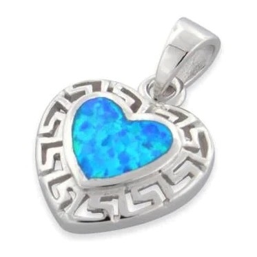 Promesse bleue pendante Opal Sterling Silver de rétro de style clé grecque de méandre