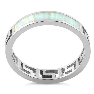 925 avec le laboratoire blanc Opal Engagenent Ring For Girls de Sterling Silver High Quality Blue Opal Greek