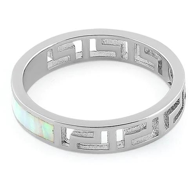 925 avec le laboratoire blanc Opal Engagenent Ring For Girls de Sterling Silver High Quality Blue Opal Greek