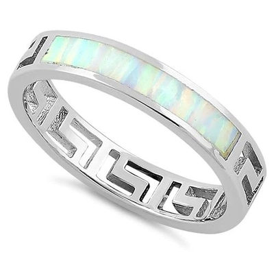 925 avec le laboratoire blanc Opal Engagenent Ring For Girls de Sterling Silver High Quality Blue Opal Greek
