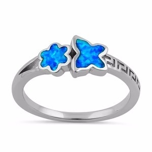 925 avec le laboratoire blanc Opal Engagenent Ring For Girls de Sterling Silver High Quality Blue Opal Greek