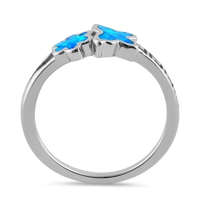 925 avec le laboratoire blanc Opal Engagenent Ring For Girls de Sterling Silver High Quality Blue Opal Greek