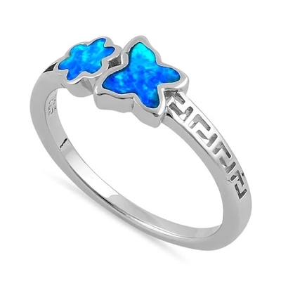 925 avec le laboratoire blanc Opal Engagenent Ring For Girls de Sterling Silver High Quality Blue Opal Greek