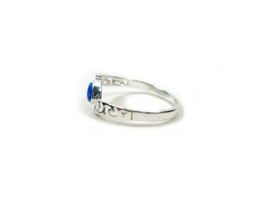 Arc-en-ciel moderne Opal Engagement Ring bleu du feu de clé de méandre du grec ancien de Sterling Sliver 925