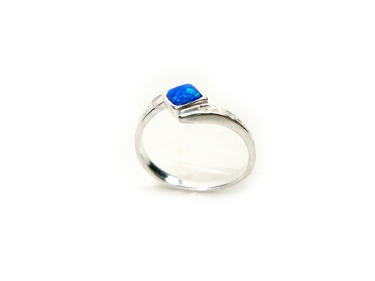 Arc-en-ciel moderne Opal Engagement Ring bleu du feu de clé de méandre du grec ancien de Sterling Sliver 925