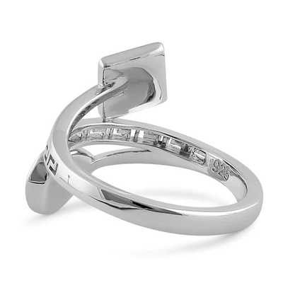 Conception moderne Opal Ring For Women bleu de vague de clé de méandre du grec ancien de Sterling Sliver 925