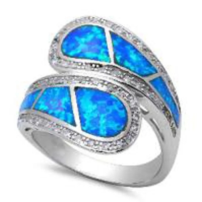 Opal Stone Engagement Ring bleu grec naturel de haute qualité pour des cadeaux avec 925 Sterling Silve