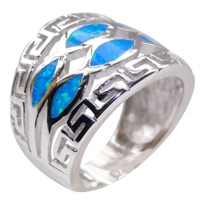 Le feu bleu Opal Greek Mini Design Solid 925 Sterling Silver Ring Sizes Greek Opal Jewelry Inlay