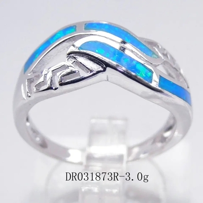 Mariage opale Ring Synthetic Opal Jewelry de laboratoire bleu de Sterling Silver Wholesale Jewelry Greek