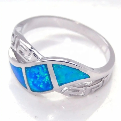 Opal Stone Engagement Ring bleu grec naturel de haute qualité pour des cadeaux avec 925 Sterling Silve