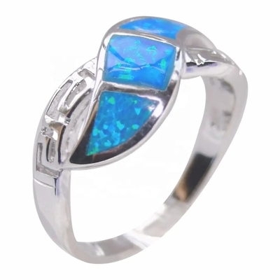 Opal Stone Engagement Ring bleu grec naturel de haute qualité pour des cadeaux avec 925 Sterling Silve