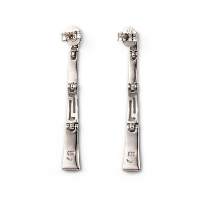 Avec Sterling Blue Opal Dangle Earrings avec les boucles d'oreille uniques principales grecques de conception de cru pour des femmes