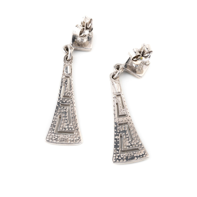 Avec Sterling Blue Opal Dangle Earrings avec les boucles d'oreille uniques principales grecques de conception de cru pour des femmes