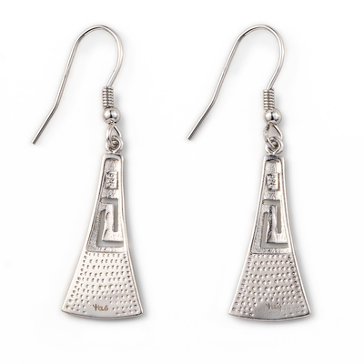 Rétros Opal Greek Key Dangle Earrings bijoux bleus de qualité de 925 Sterling Silver Meander Modern Design