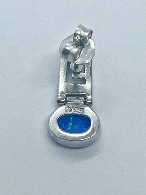 Rétros Opal Greek Key Dangle Earrings bijoux bleus de qualité de 925 Sterling Silver Meander Modern Design