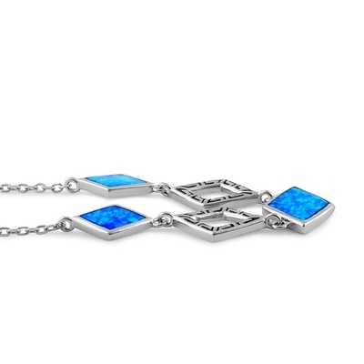 Bijoux de Diamond Stone Engagement Sterling Silver, laboratoire bleu Opal Necklace grec