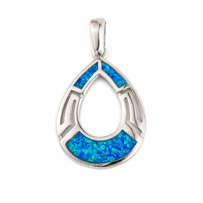 Méandre Opal Pendant With grec bleu naturel 925 Sterling Silver de fille