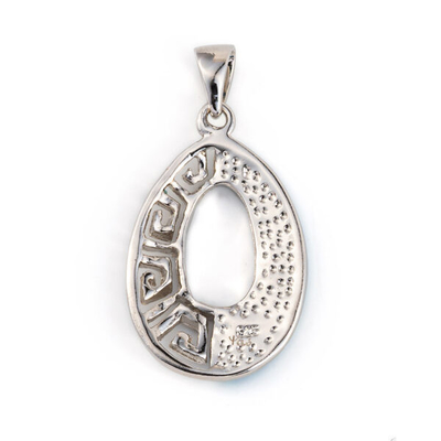 Promesse bleue pendante Opal Sterling Silver de rétro de style clé grecque de méandre