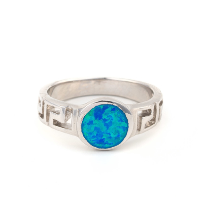 Cru naturel Opal Jewelry With grec 925 Sterling Silver Engagement Ring