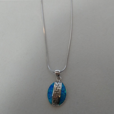 Conception principale Meandros Opal Pendant Necklace With 925 Sterling Silver