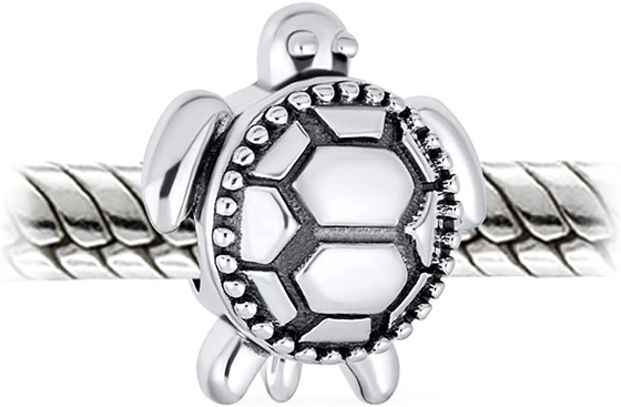 Le pendant de charme de perle de tortue de mer a adapté l'euro style en or 14k jaune