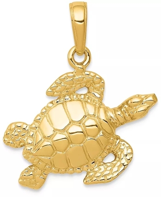 Le pendant de charme de perle de tortue de mer a adapté l'euro style en or 14k jaune