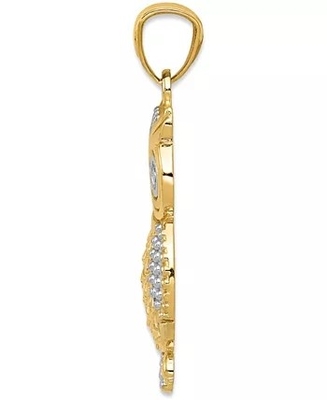 Owl Charm Bead Pendant texturisé en or 14K avec du rhodium plaquant pour des femmes