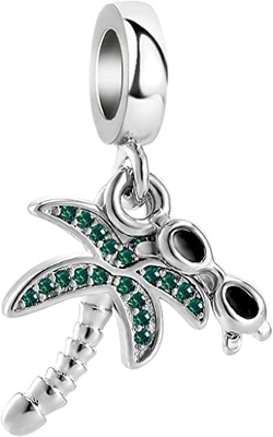 Chili Jewelry Coconut Palm Tree avec la plage de vacances de lunettes de soleil charment compatible avec Pandora Charms Bracelets