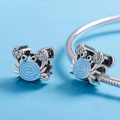 Queue de sirène et Shell Pearl Charm bleues 925 Sterling Silver Ocean Charm Beads pour le bracelet et le collier