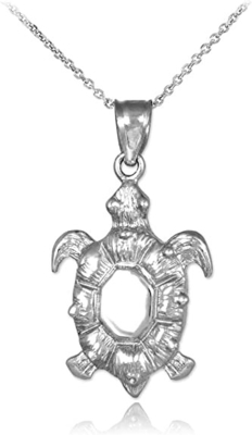 Collier pendant de Sterling Silver Sea Turtle Animal de bijoux de Boma, 18 pouces