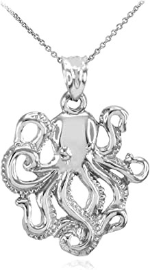 Collier pendant poli de 925 Sterling Silver Octopus Sea Life