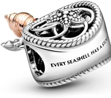 Charme à jour de Dreamcatcher de coquillage - charme de collier ou de bracelet pour des femmes - Sterling Silver et 14k Rose Gold-Plated