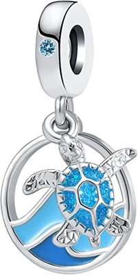 Étoiles de mer et mer tropicales Shell Hanging Charm - 925 Sterling Silver Beads - bracelet européen de charme de perle de style