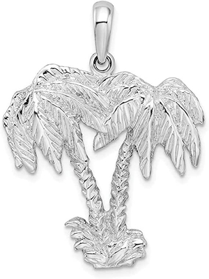Anniversaire animal de famille de charme d'amour avec le pendant de Sterling Silver Polished Palm Tree