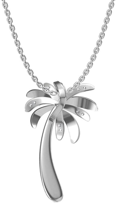 Sourire argenté - collier pendant d'arbre solide de Sterling Silver Beautiful Tropical Palm, avec la chaîne d'ancre 17.5inch pour des femmes
