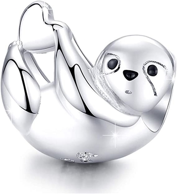 Le coeur féerique de papillon de paresse des bracelets BISAER 925 Sterling Silver Charms Cat Dog balancent