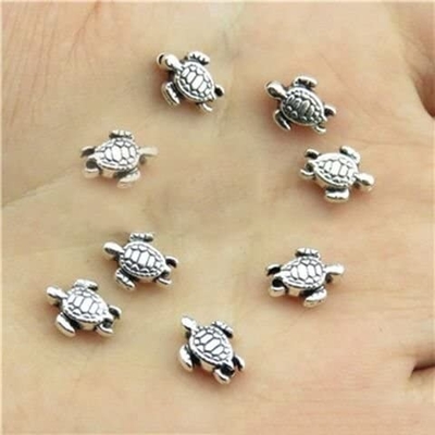 la perle argentée de beau pendant antique de la tortue 160pcs charme le bracelet original convenable 9x7mm