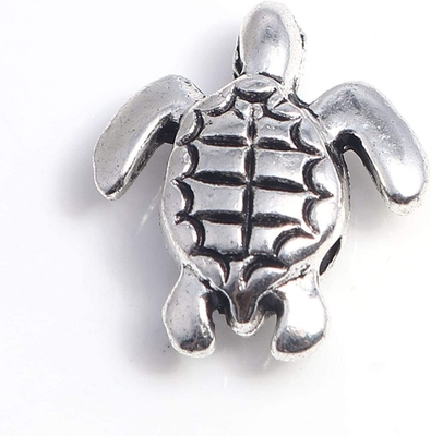 la perle argentée de beau pendant antique de la tortue 160pcs charme le bracelet original convenable 9x7mm