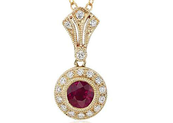 pendant vert vert naturel de 4mm, style d'ODM Diamond Halo Pendant Vintage Inspired