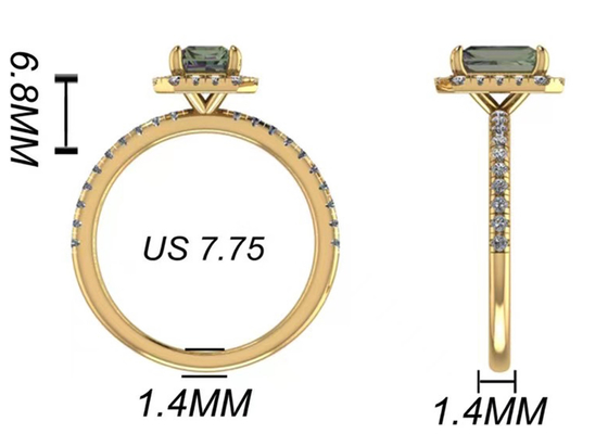 Bijoux d'or massif d'OV6X8mm 14K, carat Diamond Engagement Ring du rectangle 1,3