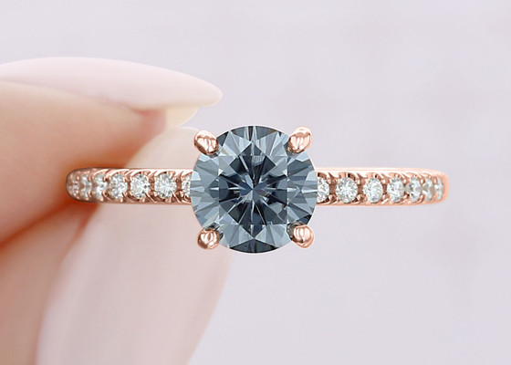 dimension de Moissanite développée par laboratoire matériel Ring Silver Grey Color 1ct 5pcs de l'or 9K