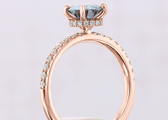 dimension de Moissanite développée par laboratoire matériel Ring Silver Grey Color 1ct 5pcs de l'or 9K
