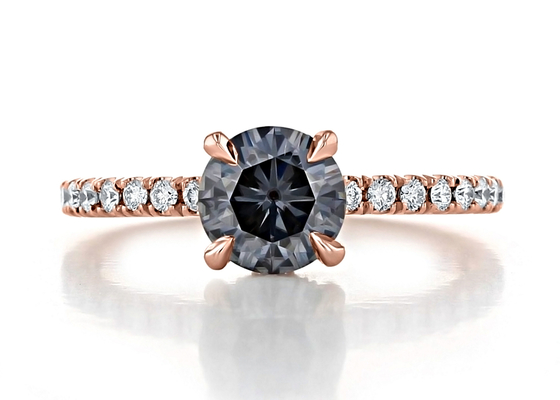 dimension de Moissanite développée par laboratoire matériel Ring Silver Grey Color 1ct 5pcs de l'or 9K