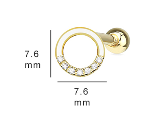 or Diamond Cartilage Earrings, OEM perçant de 0.126ct 14k de boucles d'oreille de l'hélice 14pcs